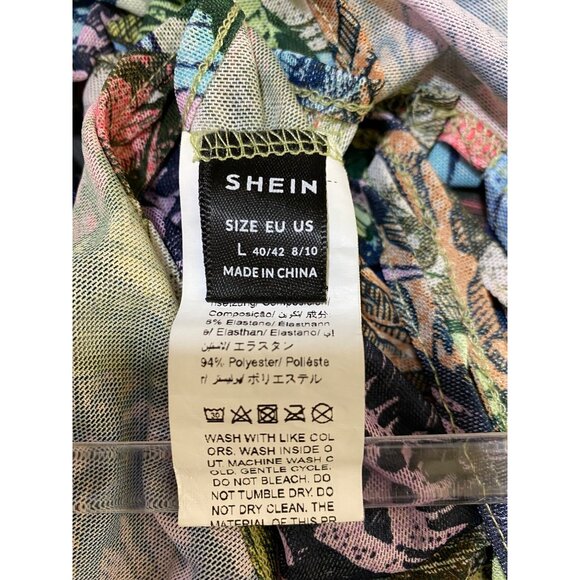 Butterfly Print Mesh Sexy Long Sleeve Bodysuit Open Front Ties Large Stretch Hot - Picture 5 of 7